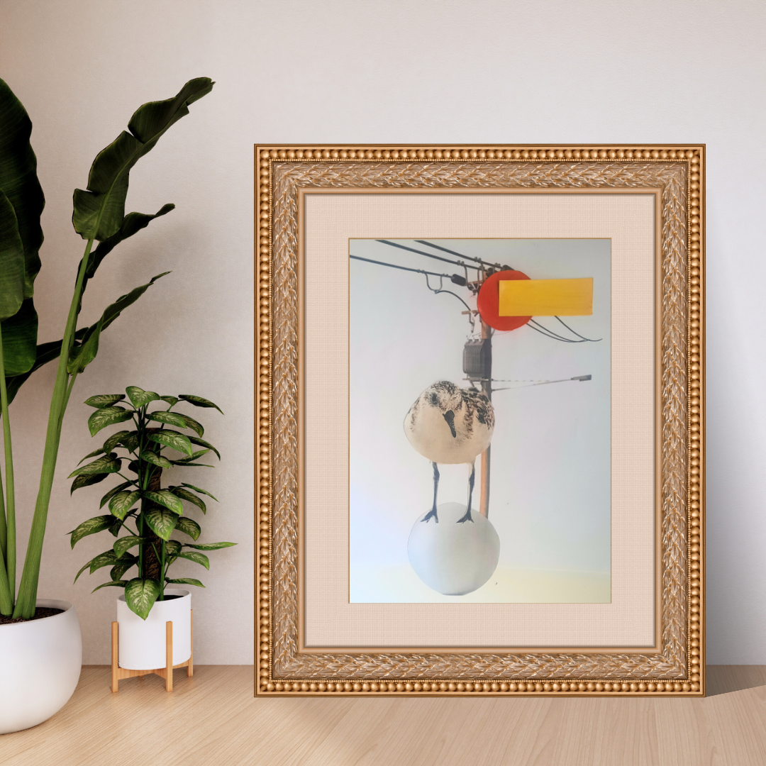 Collage painting The Weight of Freedom" on paper - 2025